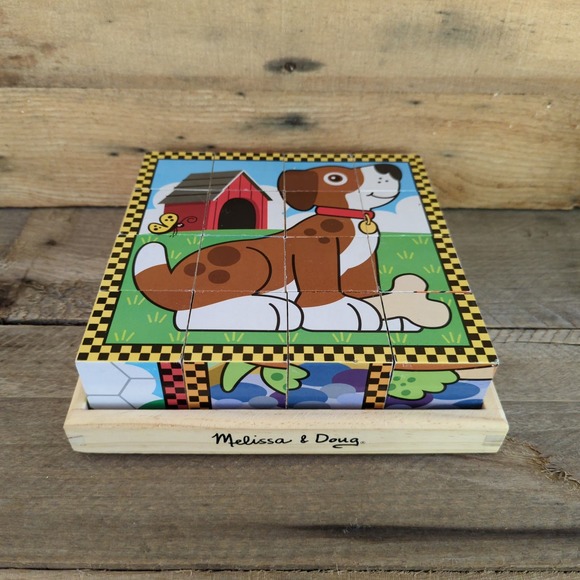 Melissa & Doug - Wooden Cube Puzzle - Create 6 Pet Scenes - 16 Pieces - ages 3+ - Picture 2 of 7